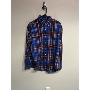 Ralph Lauren Mens Large Classic Fit Performance Flannel Blue Multicolor Plaid